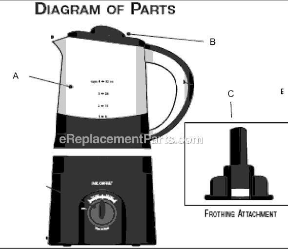 Page A Diagram and Parts List for HCLF  Mr Coffee Miscellaneous